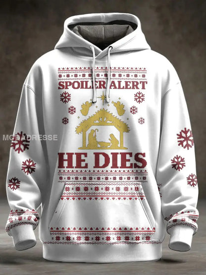 Unisex rolig jul Jesus var den första zombie tryckt Hoodie. vit / S