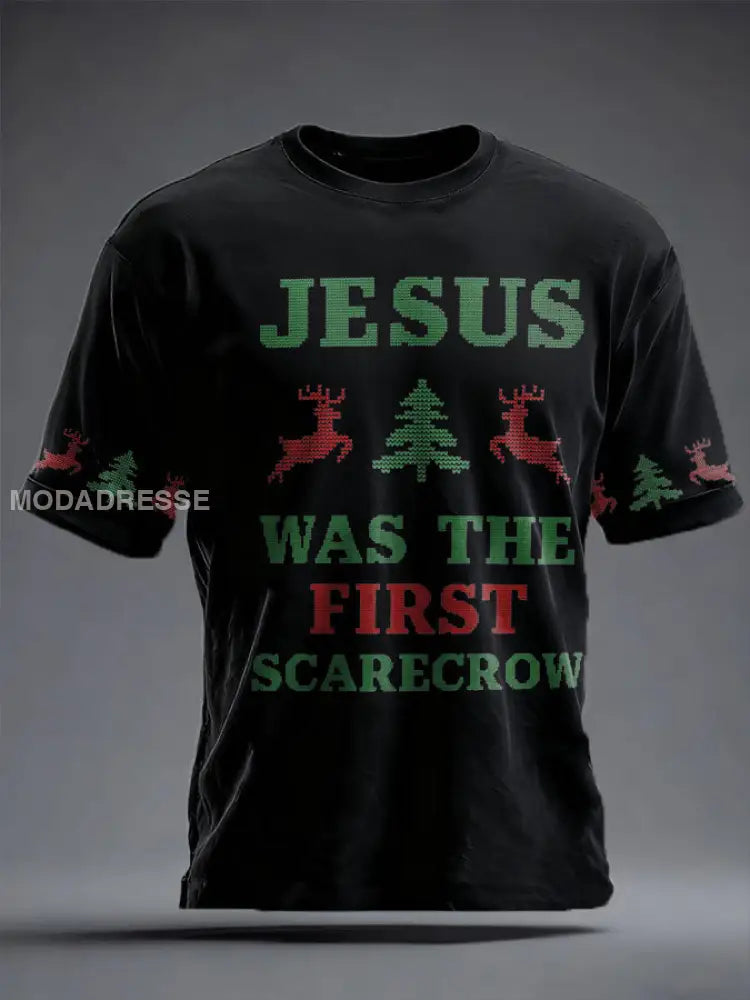 Unisex Rolig jul Jesus var den första zombie tryckt T-shirt svart / S