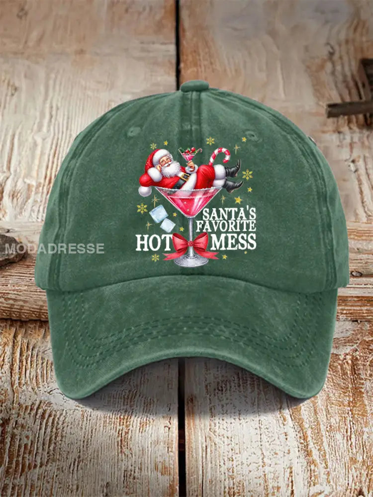 Unisex Rolig jul tomtens favorit Hot Mess hatt grön / ONE