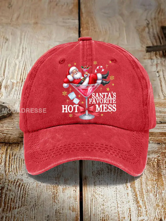 Unisex Rolig jul tomtens favorit Hot Mess hatt röd / ONE