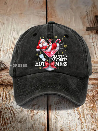 Unisex Rolig jul tomtens favorit Hot Mess hatt svart / ONE