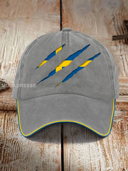 Unisex Sverige Flaggtryckt hatt ljusgrå / JM