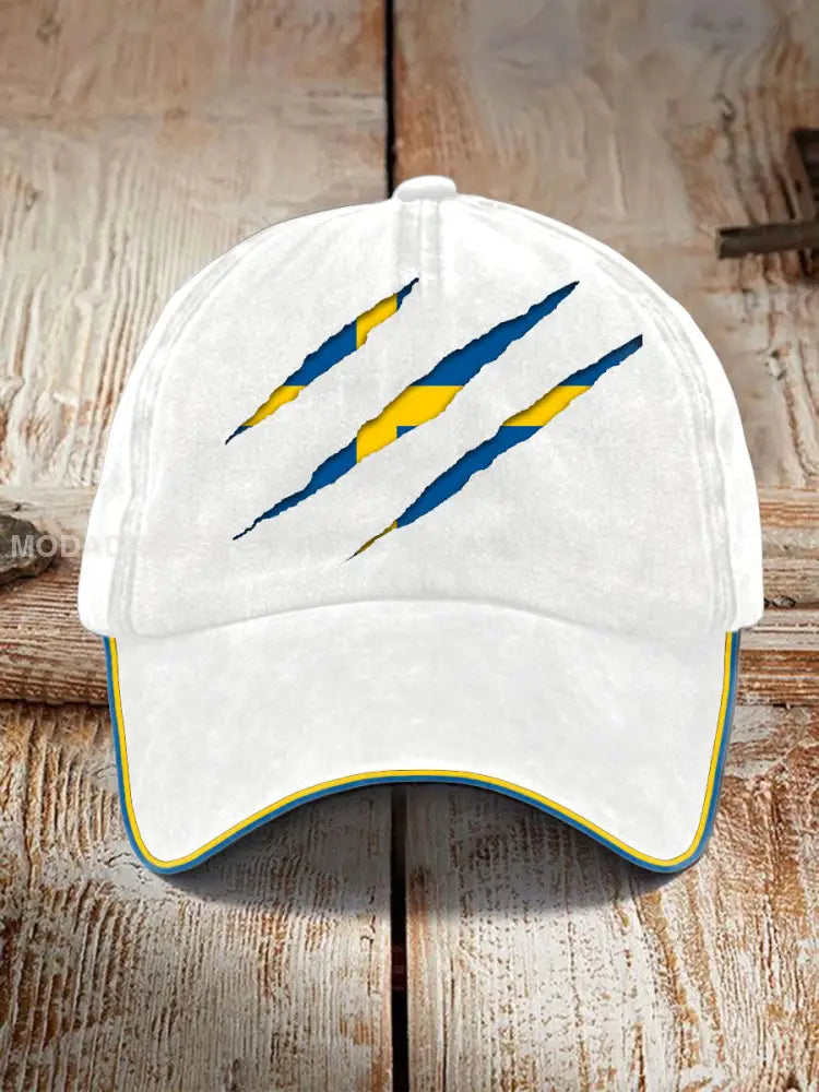 Unisex Sverige Flaggtryckt hatt vit / JM