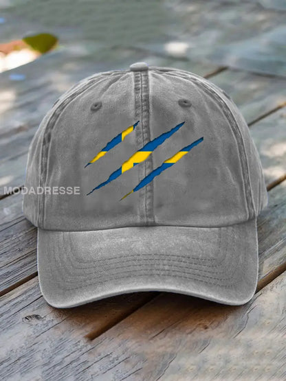 Unisex Sveriges flagg utskriftshatt ljusgrå. / JM