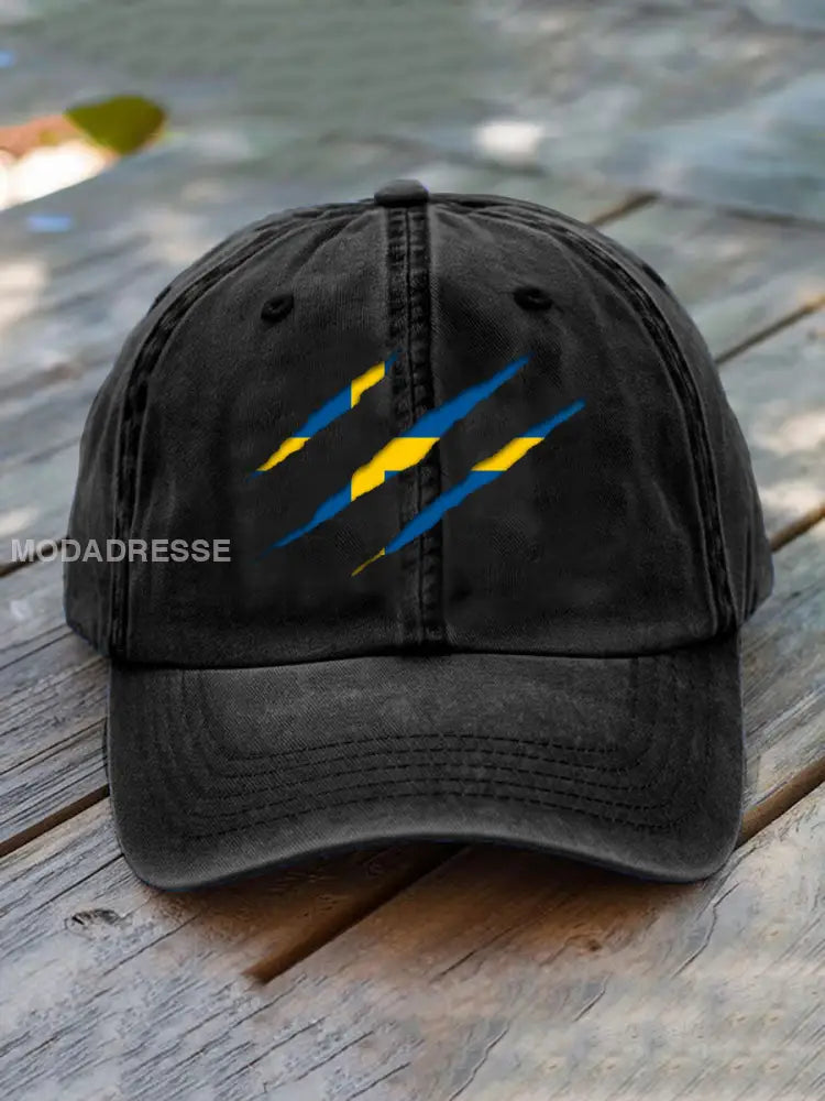 Unisex Sveriges flagg utskriftshatt svart / JM