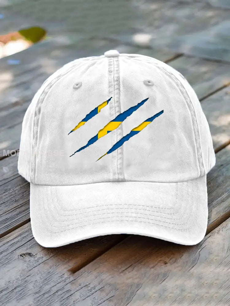 Unisex Sveriges flagg utskriftshatt vit / JM