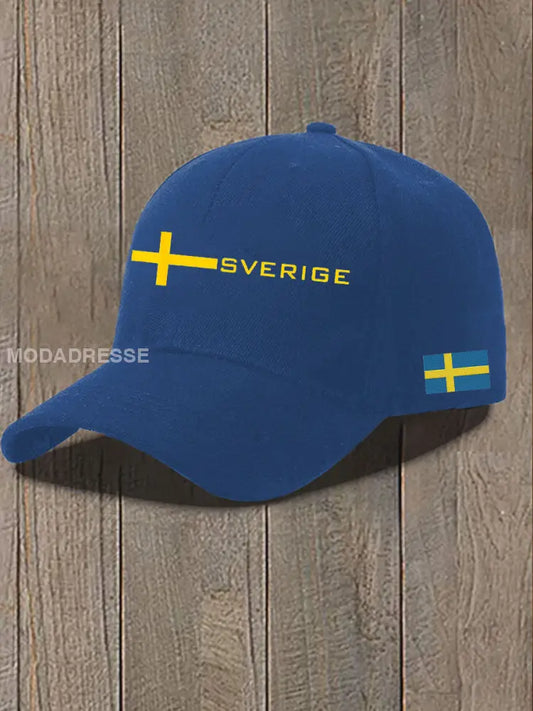 Unisex Sverigesk utskriftshatt blå / JM