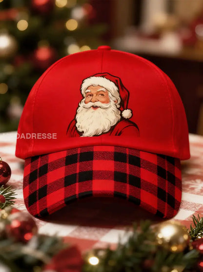 Unisex Vintage Santa Claus Christmas röd platt utskrift hatt Bild 1 / ONE