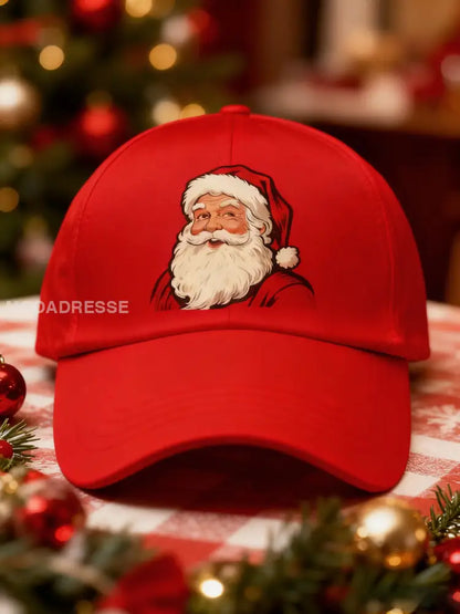 Unisex Vintage Santa Claus Christmas röd platt utskrift hatt Bild 3 / ONE