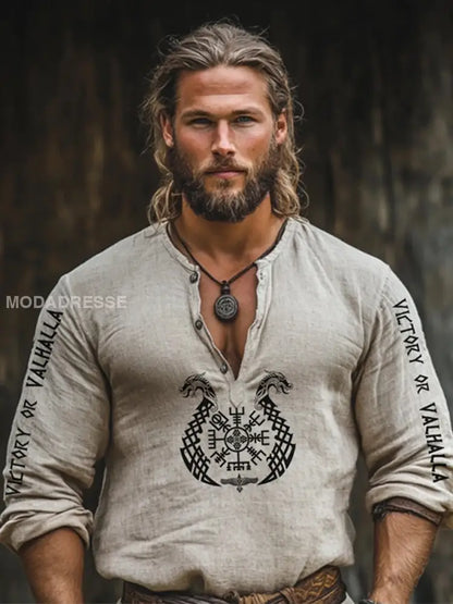 Viking bomull och linne lång ärm T-shirt bör / S