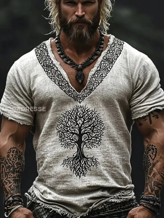 Viking bomull och linne T-shirt kränk-vitt / S