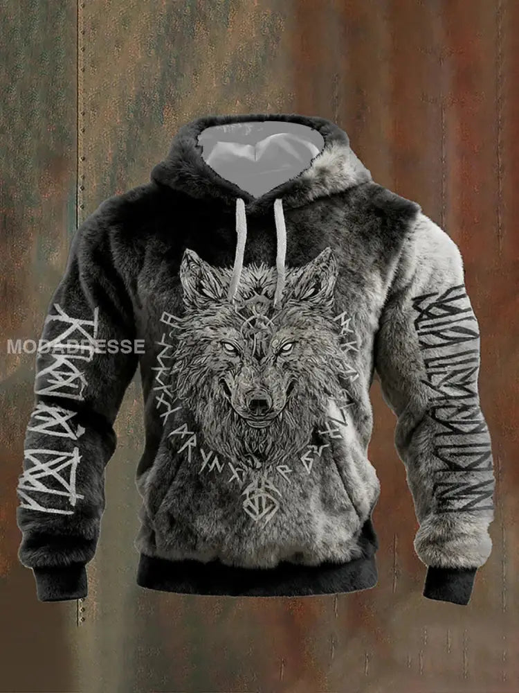 Viking Flannel Hoodie för män grå / S