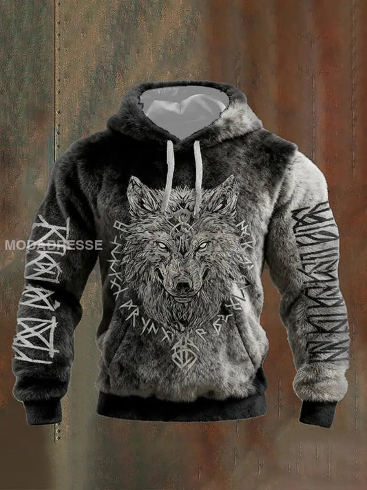 Viking Flannel Hoodie för män grå / S
