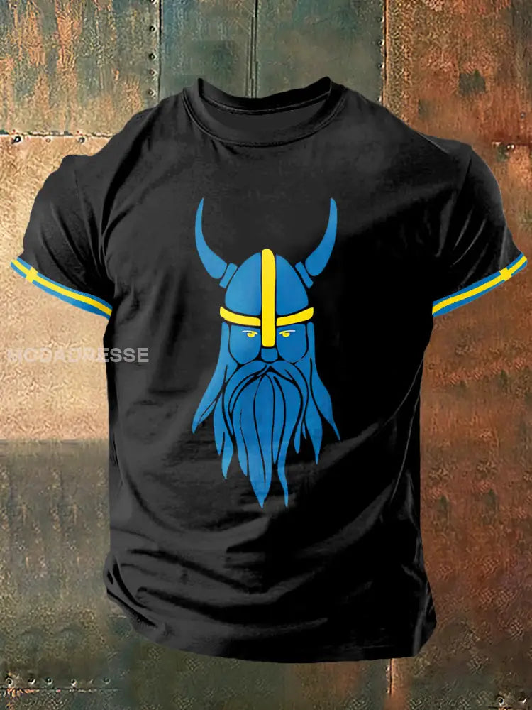 Viking Man tryck Vintage Mode kort ärm T-shirt S