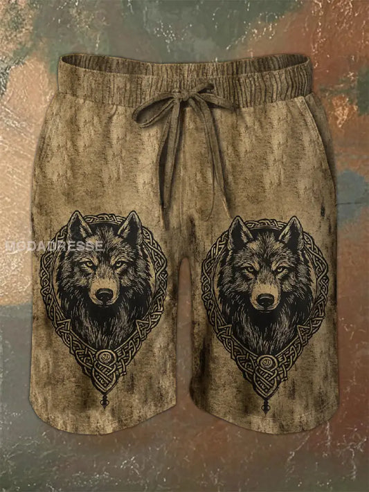 Viking Nordic Wolf Vintage Sport Shorts som bild / S
