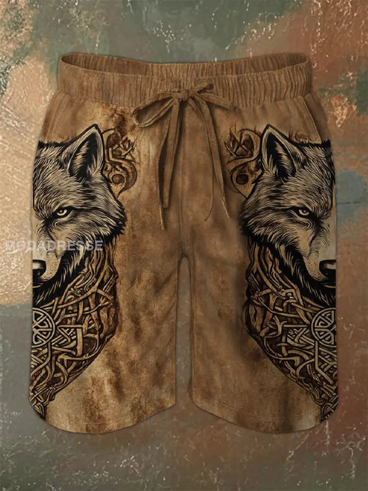 Viking Nordic Wolf Vintage Sport Shorts som bild / S