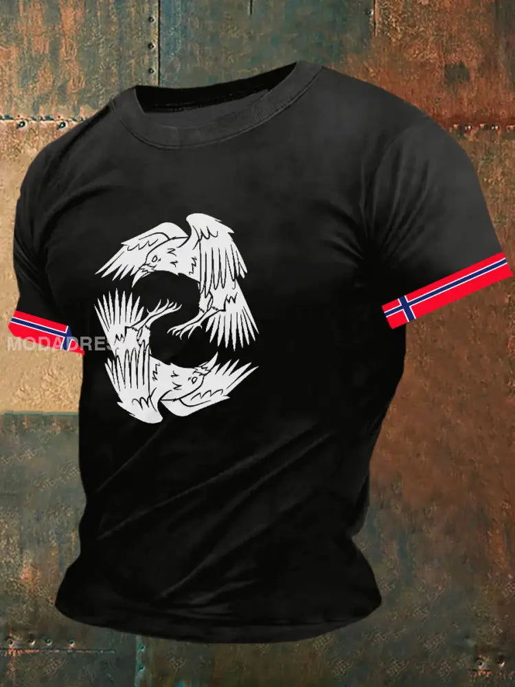 Viking ravn til menn Skriv ut kort erme T-shirt S