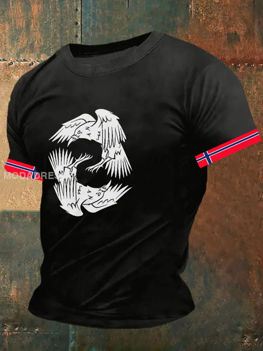 Viking ravn til menn Skriv ut kort erme T-shirt S