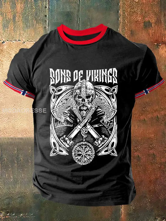 Vikingens sønner trykk Vintage kort erme T-shirt S