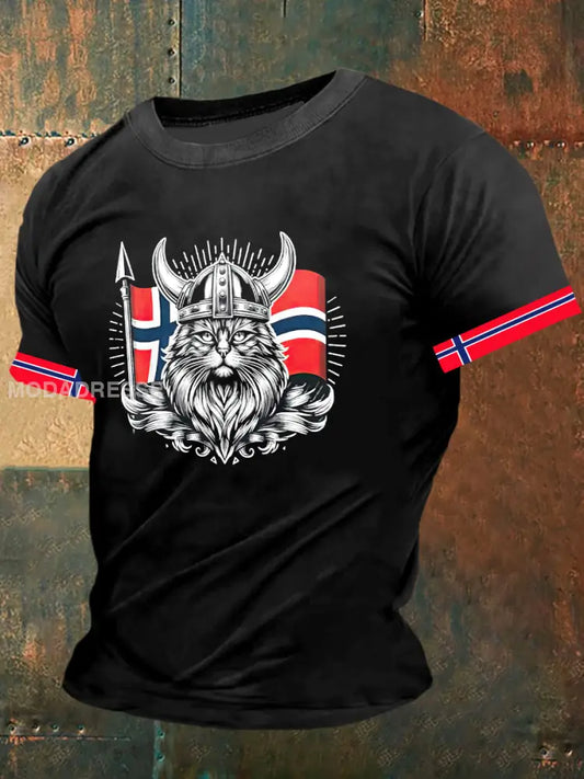 Vikingkatt skriver ut korte erme-t-shirt S