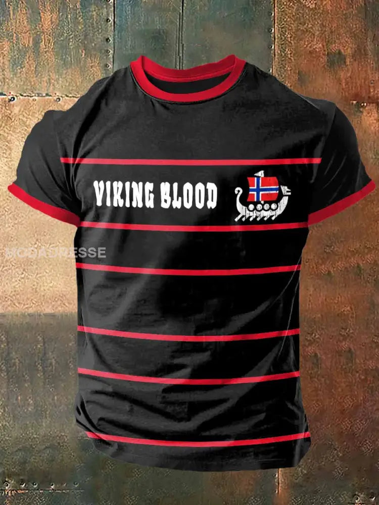 Vikingsblodtrykk med kort erme-t-shirt S