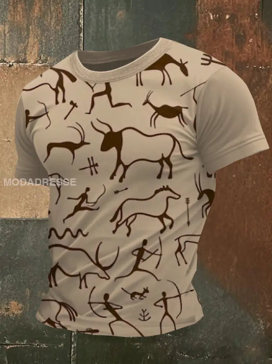 Vintage Alta Petroglyph Print Casual T-shirt För Män som bild / S