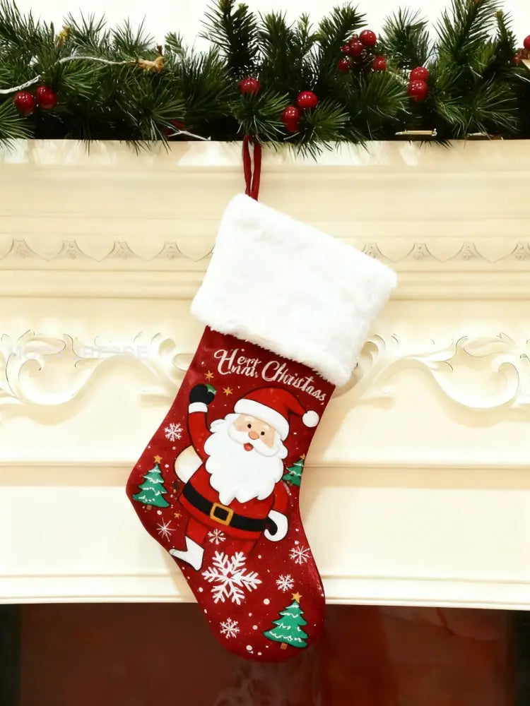 Vintage Christmas Santa Claus hängande part julgran Hem Inredning julstrumpar röd / ONE
