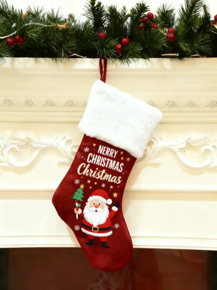 Vintage Christmas Santa Claus hängande part julgran Hem Inredning julstrumpar röd / ONE