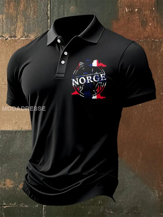 Vintage norsk flagg Tema Polo skjorte som bilete / M