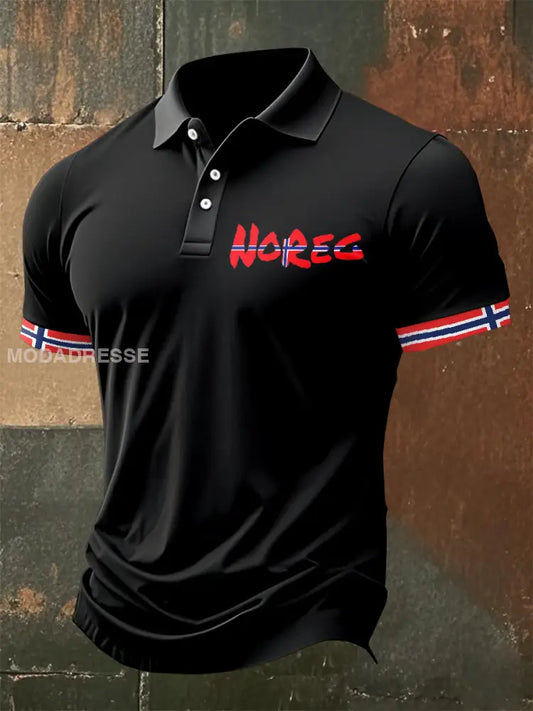 Vintage norsk flagg Tema Polo skjorte som bilete / M