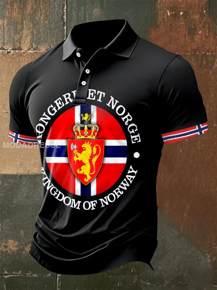 Vintage norsk flagg Tema Polo skjorte som bilete / S