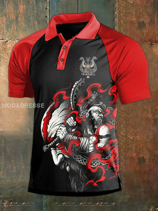 Vintage norsk flagg norsk vikingtema print Polo skjorte som bilete / M
