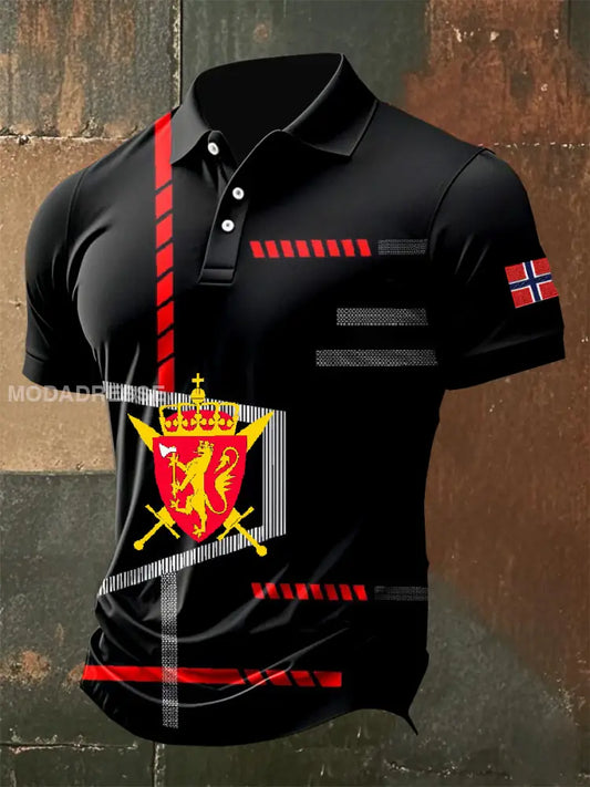 Vintage norsk militærtema Polo skjort som bilete / S