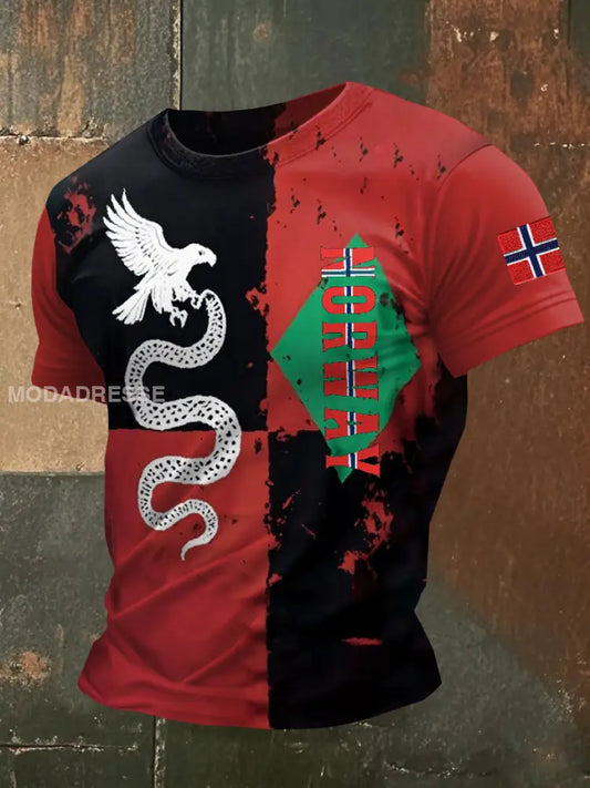Vintage Norsk Viking Print T-skjorte som bilete / S