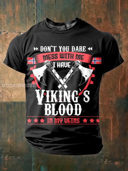 Vintage norsk vikingtrykk T-skjorte som bilete / S