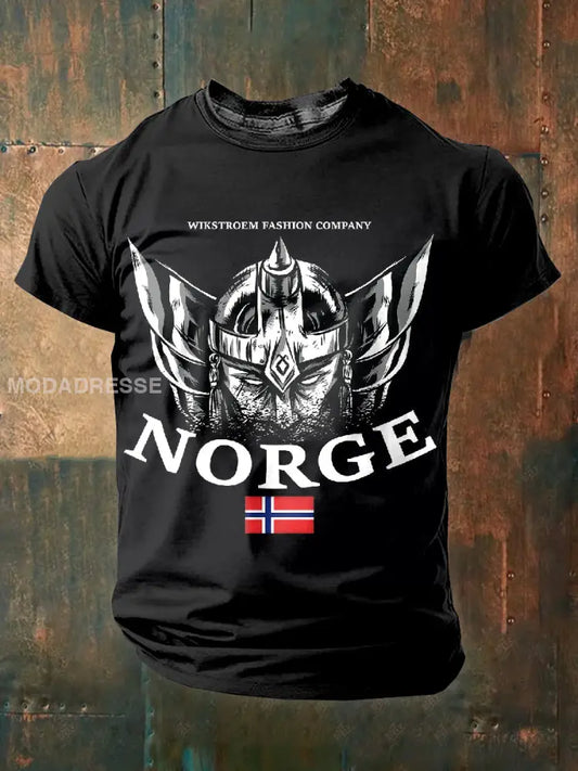 Vintage norsk vikingtrykk T-skjorte som bilete / S