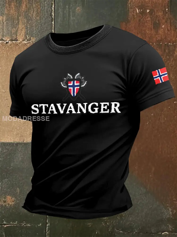 Vintage norsk vikingtrykk T-skjorte som bilete / S