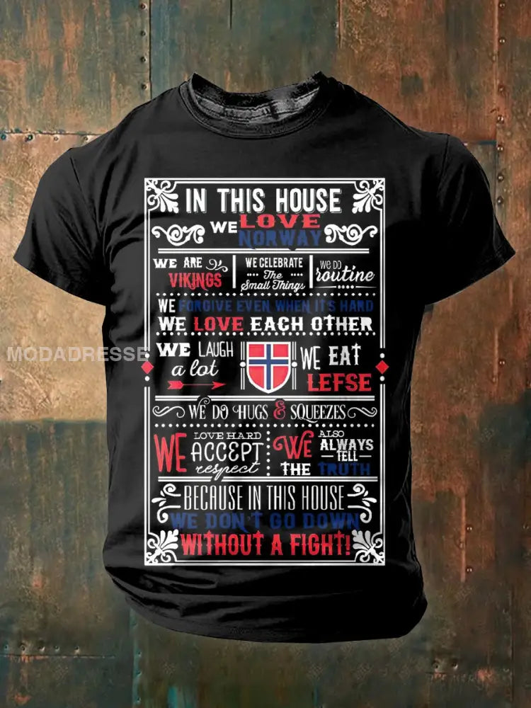 Vintage norsk vikingtrykk T-skjorte som bilete / S