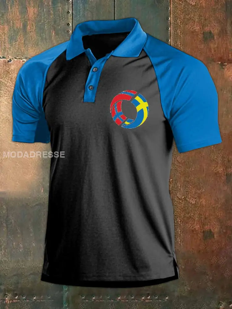 Vintage norska flagga Svenska Tema Polo-trötta som bild / M