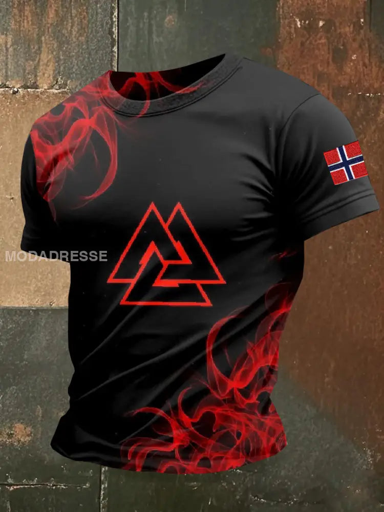 Vintage Norske Viking Valhalla Skriv ut T-Sirt som bilete / S