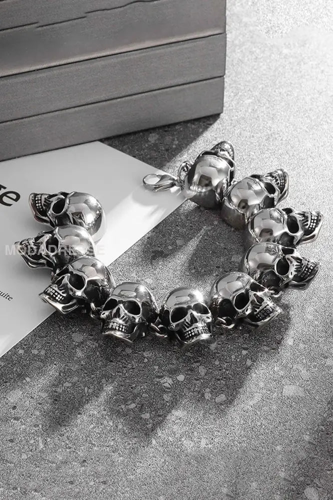 Vintage Personaliserade Skull armband silver. / JM