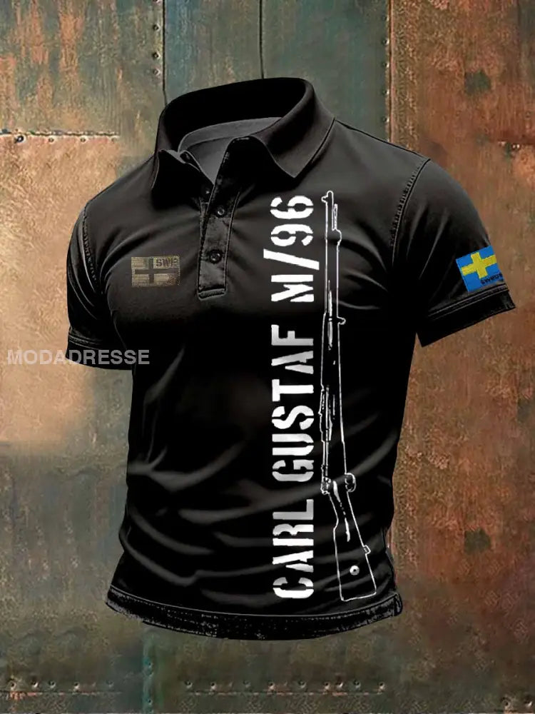 Vintage Pikétröja Med Svenskt ärende För Män som bild / S