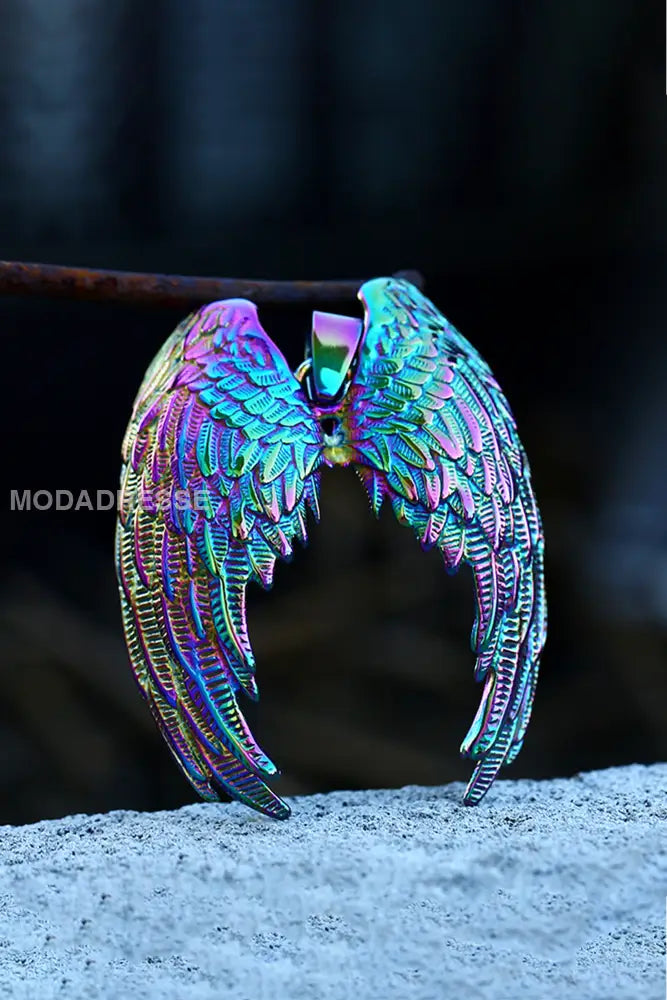Vintage rostfritt stål ängel Wing Pendant Wing fartfärg