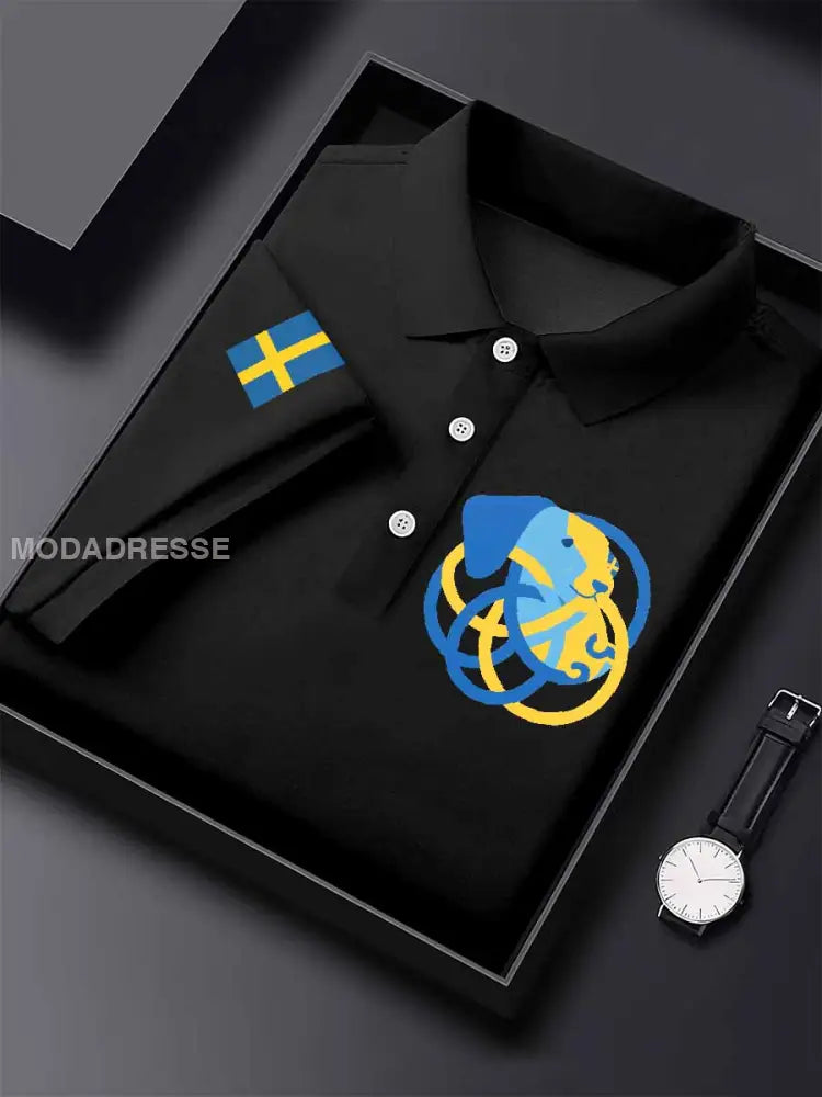 Vintage svensk Celtic Knot Dog Casual Pikétröja som bild / S