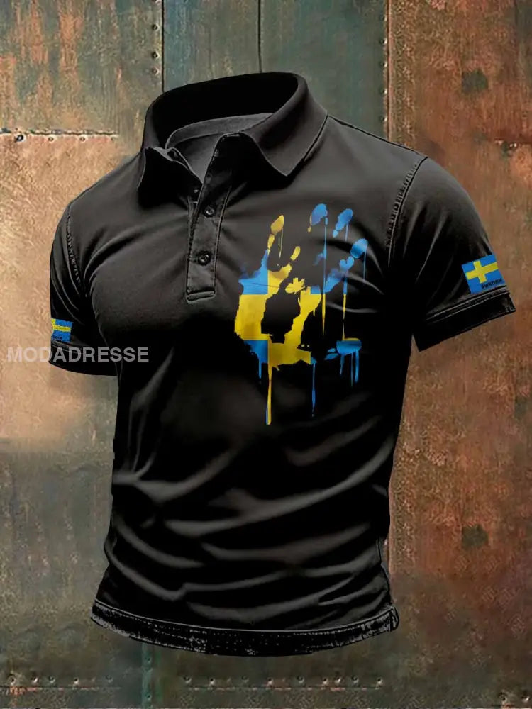 Vintage Svensk Dekorerad Pikétröja För Män som bild / S