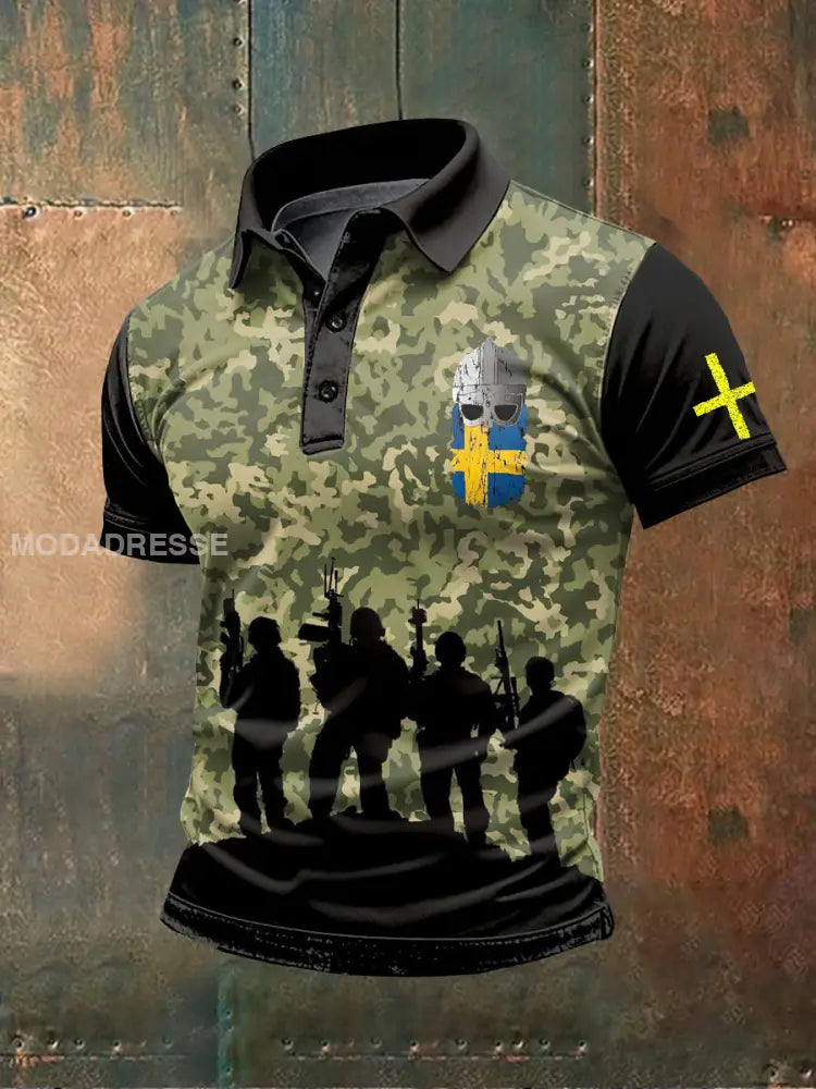 Vintage Svensk militärtema Polo-trötta som bild / S