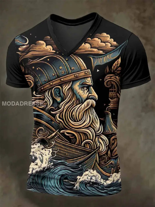 Vintage Svensk Viking Casual T-shirt För Män som bild / S