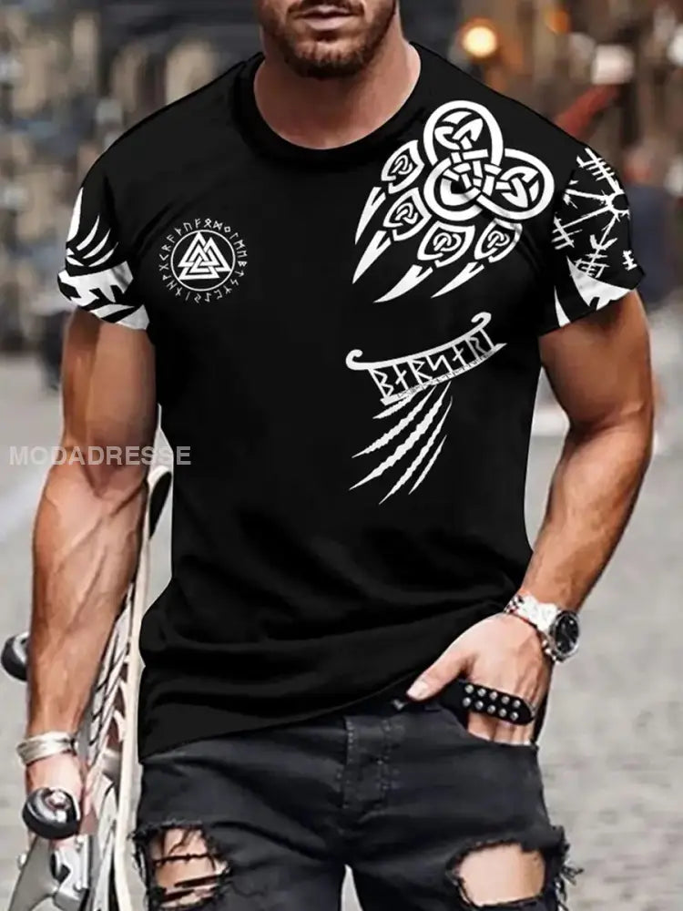 Vintage Svensk Viking Print T-shirt A / S