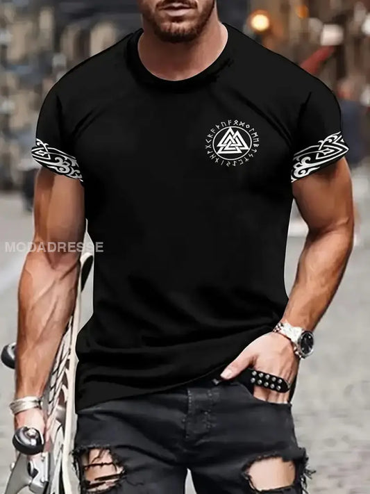 Vintage Svensk Viking Print T-shirt A / S
