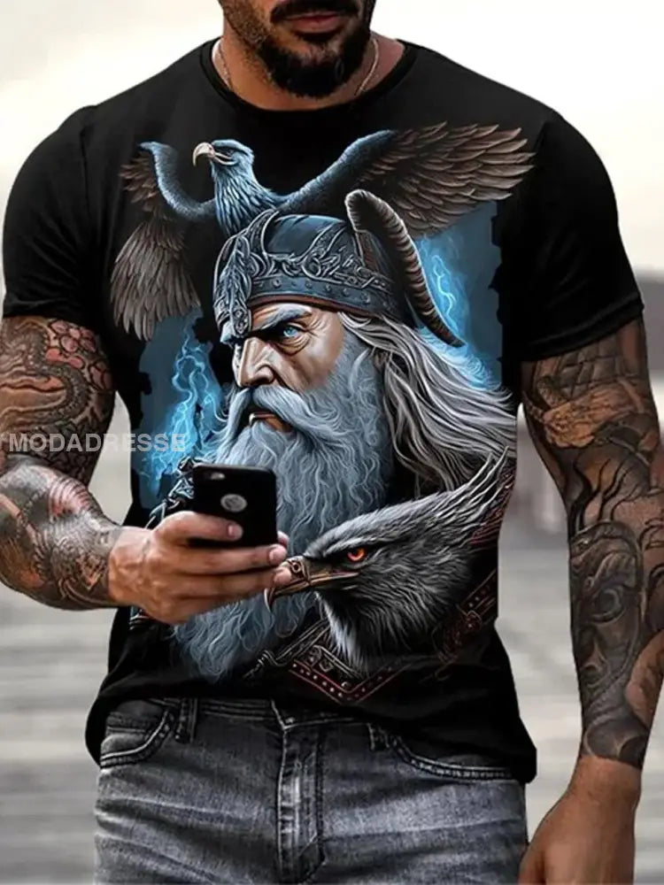 Vintage Svensk Viking Print T-shirt A / S